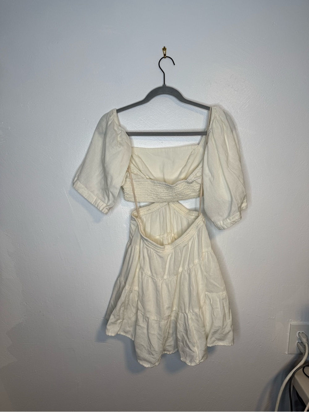 Free People Cross of Sunlight Mini Dress in ivory. - Picture 9 of 12